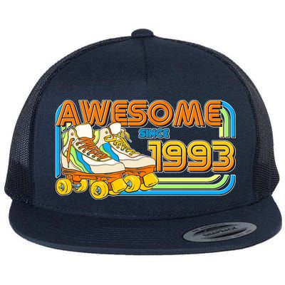 Retro Roller Skates Awesome Since 1993 30th Birthday Flat Bill Trucker Hat