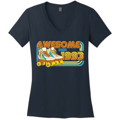 Retro Roller Skates Awesome Since 1993 30th Birthday Women's V-Neck T-Shirt