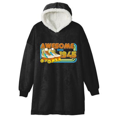 Retro Roller Skates Awesome Since 1945 80th Birthday Hooded Wearable Blanket