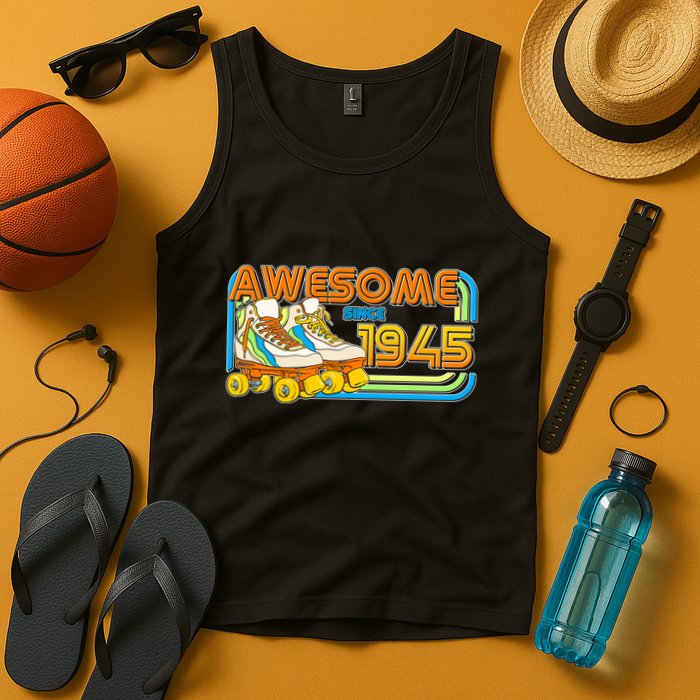 Retro Roller Skates Awesome Since 1945 80th Birthday Tank Top