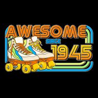 Retro Roller Skates Awesome Since 1945 80th Birthday Short Acrylic Beanie