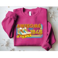 Retro Roller Skates Awesome Since 1945 80th Birthday Sweatshirt