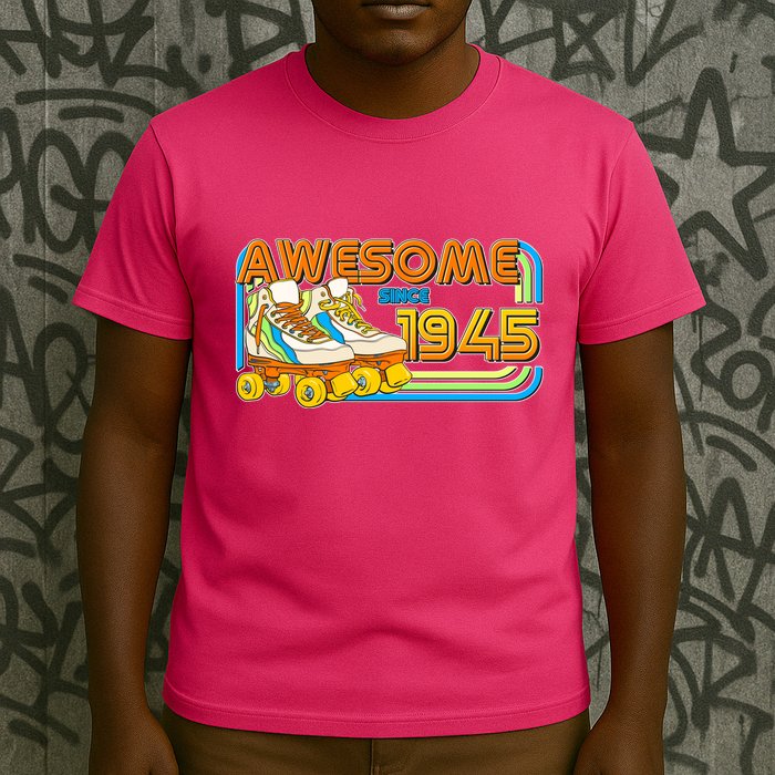 Retro Roller Skates Awesome Since 1945 80th Birthday T-Shirt