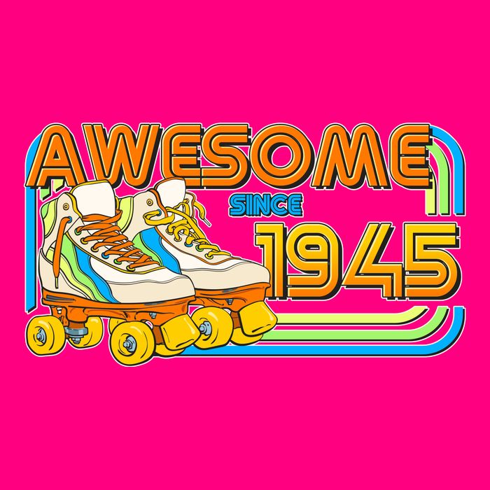 Retro Roller Skates Awesome Since 1945 80th Birthday Poster