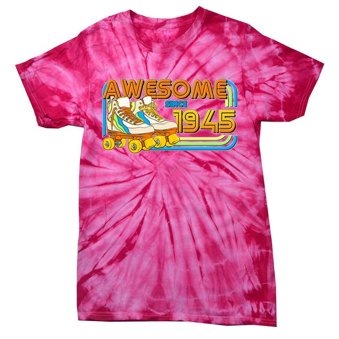 Retro Roller Skates Awesome Since 1945 80th Birthday Tie-Dye T-Shirt