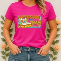 Retro Roller Skates Awesome Since 1945 80th Birthday Womens T-Shirt
