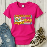 Retro Roller Skates Awesome Since 1945 80th Birthday Womens T-Shirt