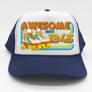 Retro Roller Skates Awesome Since 1945 80th Birthday Trucker Hat