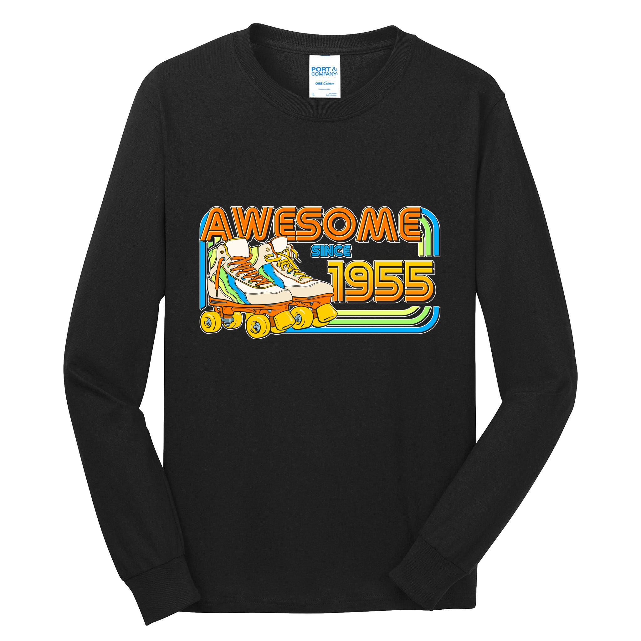 Retro Roller Skates Awesome Since 1955 70th Birthday Tall Long Sleeve T-Shirt