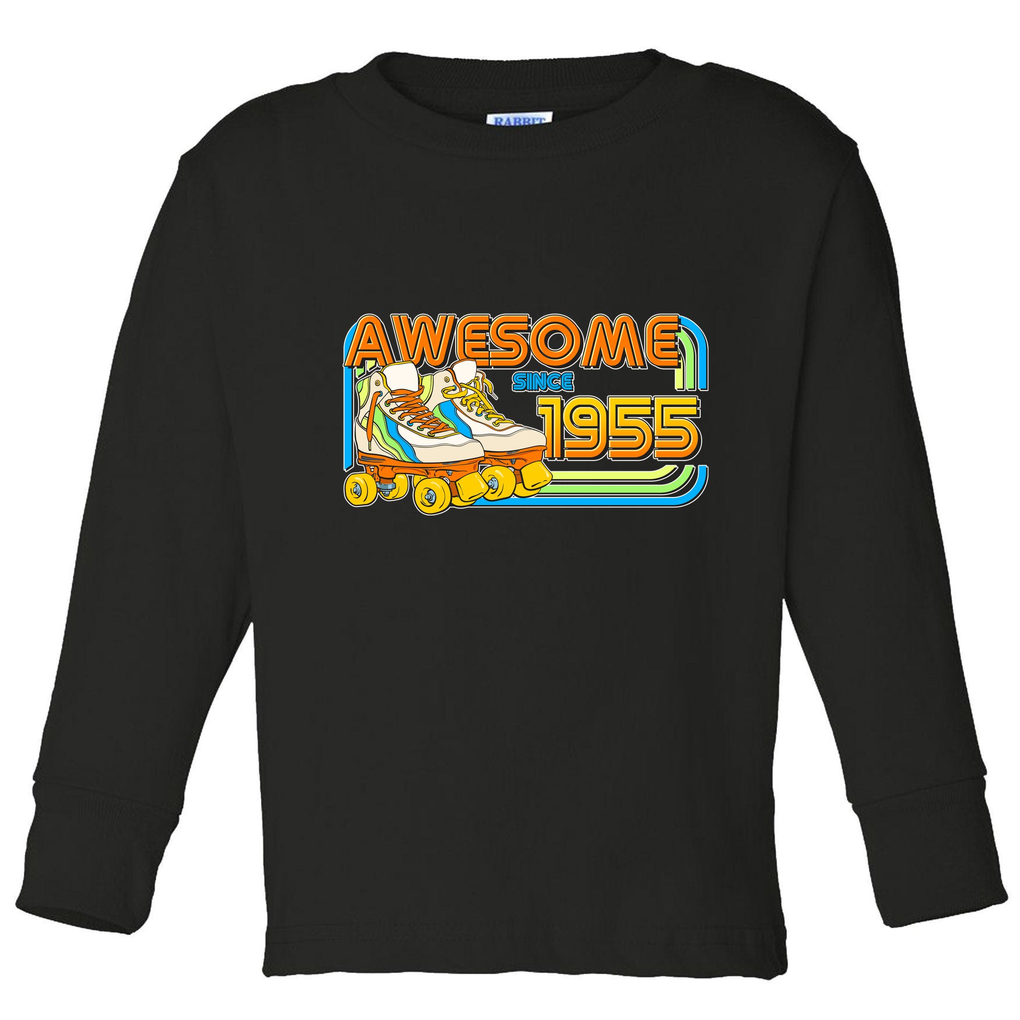 Retro Roller Skates Awesome Since 1955 70th Birthday Toddler Long Sleeve Shirt