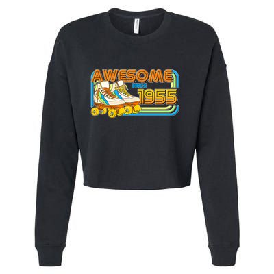 Retro Roller Skates Awesome Since 1955 70th Birthday Cropped Pullover Crew