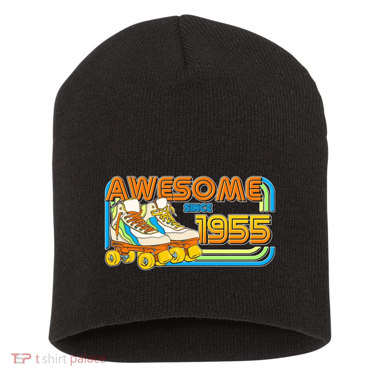 Retro Roller Skates Awesome Since 1955 70th Birthday Short Acrylic Beanie