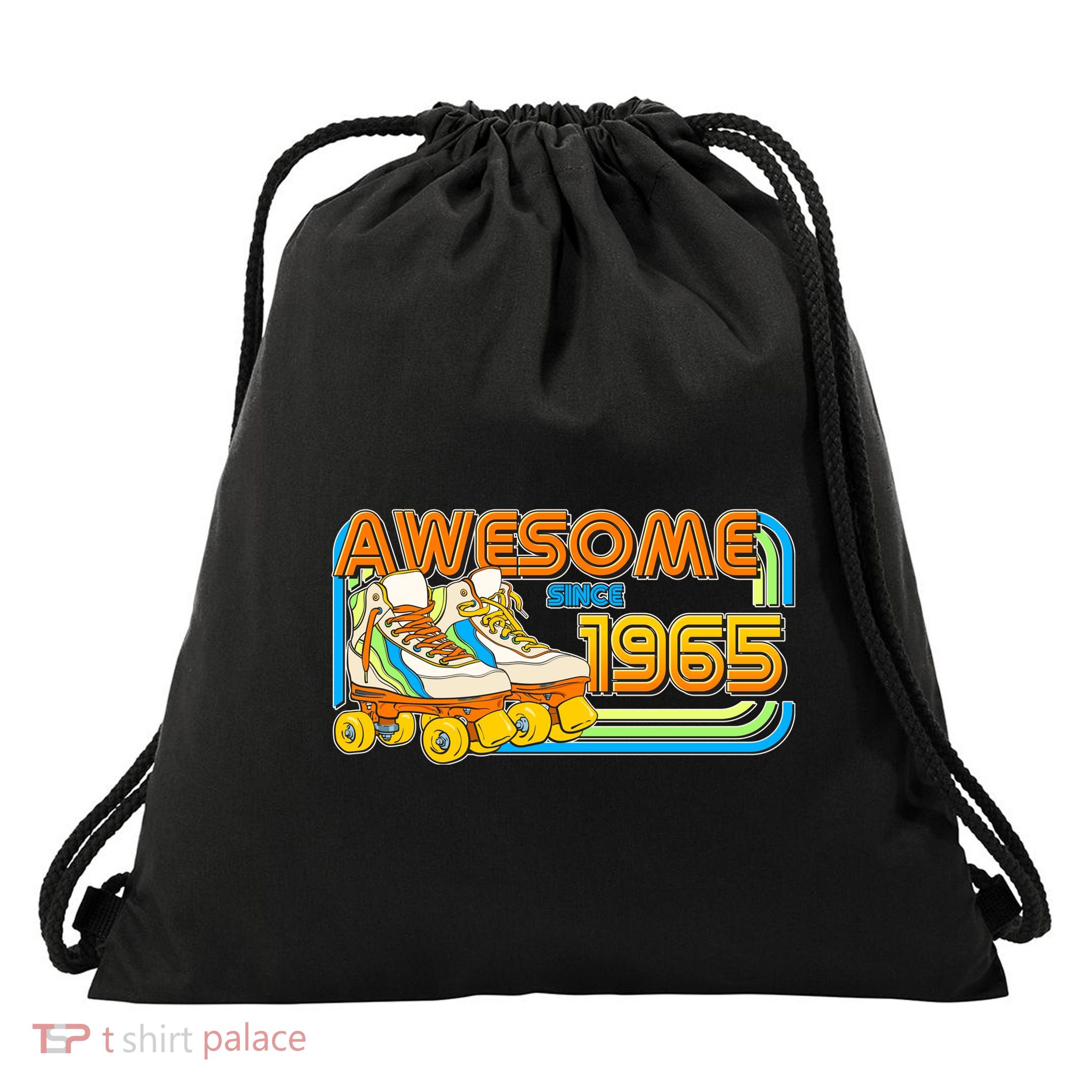 Retro Roller Skates Awesome Since 1965 60th Birthday Drawstring Bag