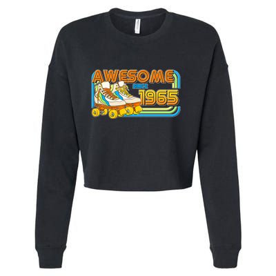 Retro Roller Skates Awesome Since 1965 60th Birthday Cropped Pullover Crew