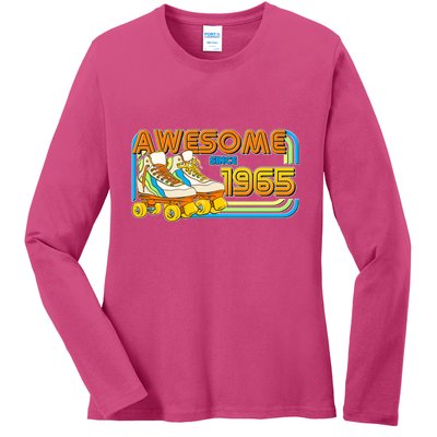 Retro Roller Skates Awesome Since 1965 60th Birthday Ladies Long Sleeve Shirt