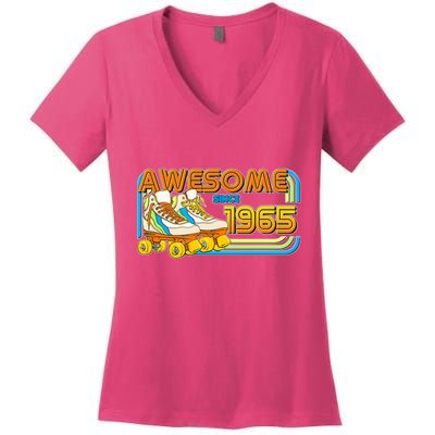 Retro Roller Skates Awesome Since 1965 60th Birthday Women's V-Neck T-Shirt