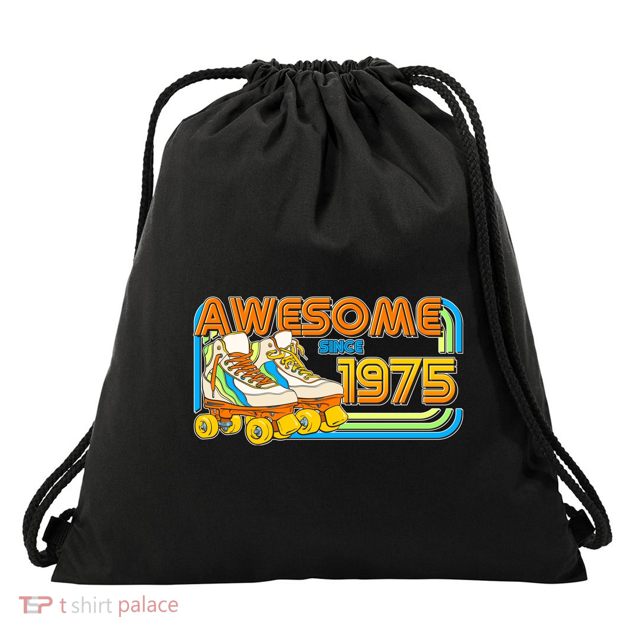 Retro Roller Skates Awesome Since 1975 50th Birthday Drawstring Bag