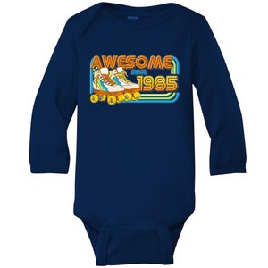 Retro Roller Skates Awesome Since 1985 40th Birthday Baby Long Sleeve Bodysuit