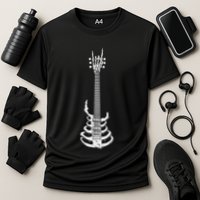 Rock & Roll Skeleton Guitar Music Lover Rockstar Cooling Performance Crew T-Shirt
