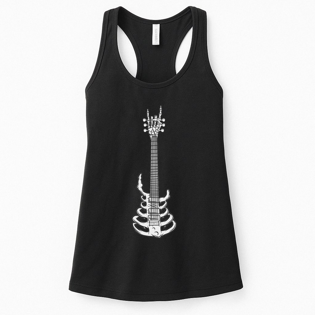 Rock & Roll Skeleton Guitar Music Lover Rockstar Womens Tank Top