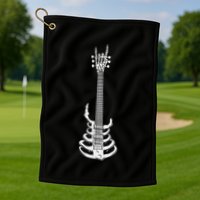 Rock & Roll Skeleton Guitar Music Lover Rockstar Golf Towel