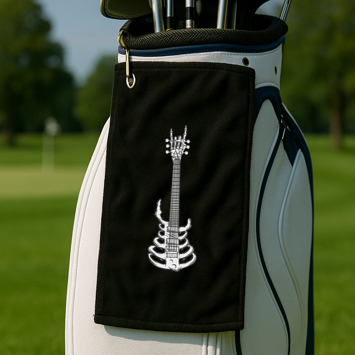 Rock & Roll Skeleton Guitar Music Lover Rockstar Golf Towel