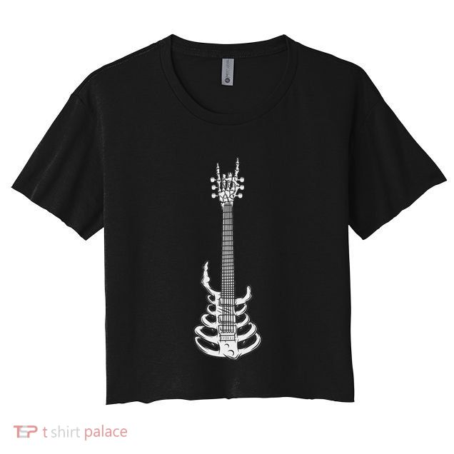 Rock & Roll Skeleton Guitar Music Lover Rockstar Crop Top