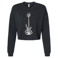Rock & Roll Skeleton Guitar Music Lover Rockstar Cropped Pullover Crew