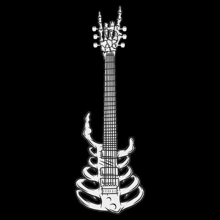 Rock & Roll Skeleton Guitar Music Lover Rockstar Cropped Pullover Crew