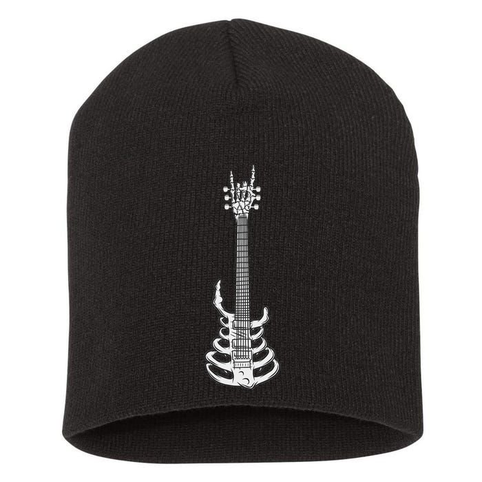 Rock & Roll Skeleton Guitar Music Lover Rockstar Short Acrylic Beanie