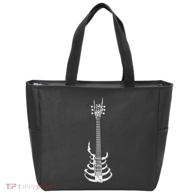 Rock & Roll Skeleton Guitar Music Lover Rockstar Zip Tote Bag
