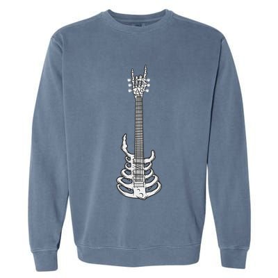 Rock & Roll Skeleton Guitar Music Lover Rockstar Garment-Dyed Sweatshirt
