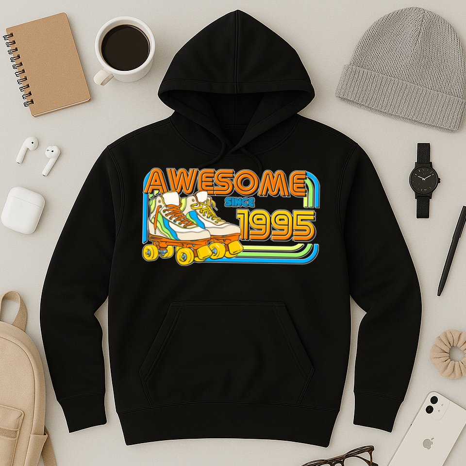 Retro Roller Skates Awesome Since 1995 30th Birthday Hoodie