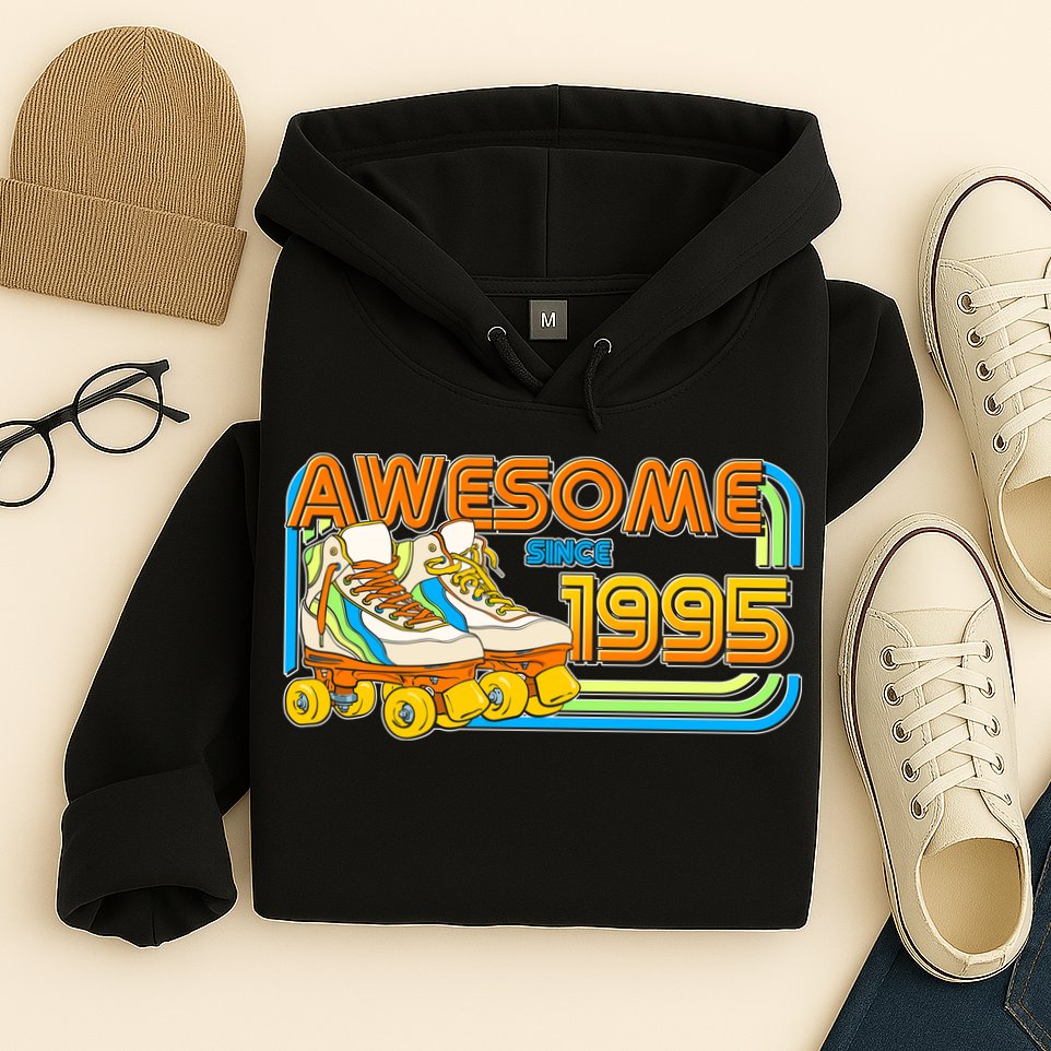 Retro Roller Skates Awesome Since 1995 30th Birthday Hoodie