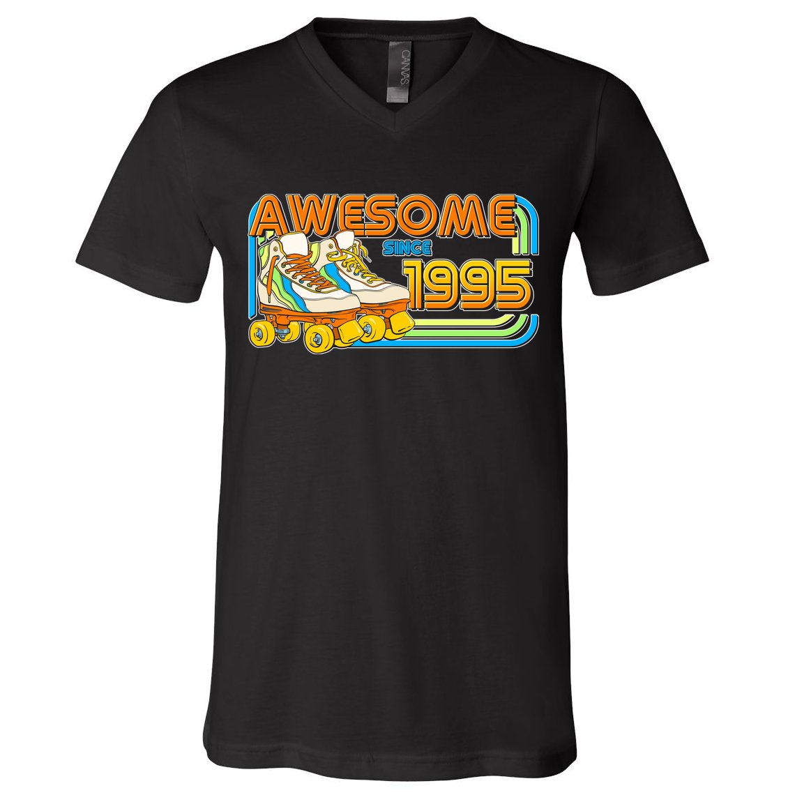 Retro Roller Skates Awesome Since 1995 30th Birthday V-Neck T-Shirt