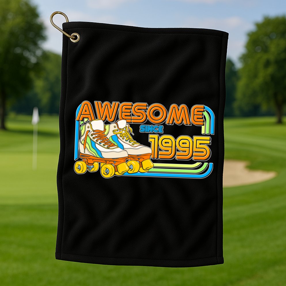 Retro Roller Skates Awesome Since 1995 30th Birthday Golf Towel