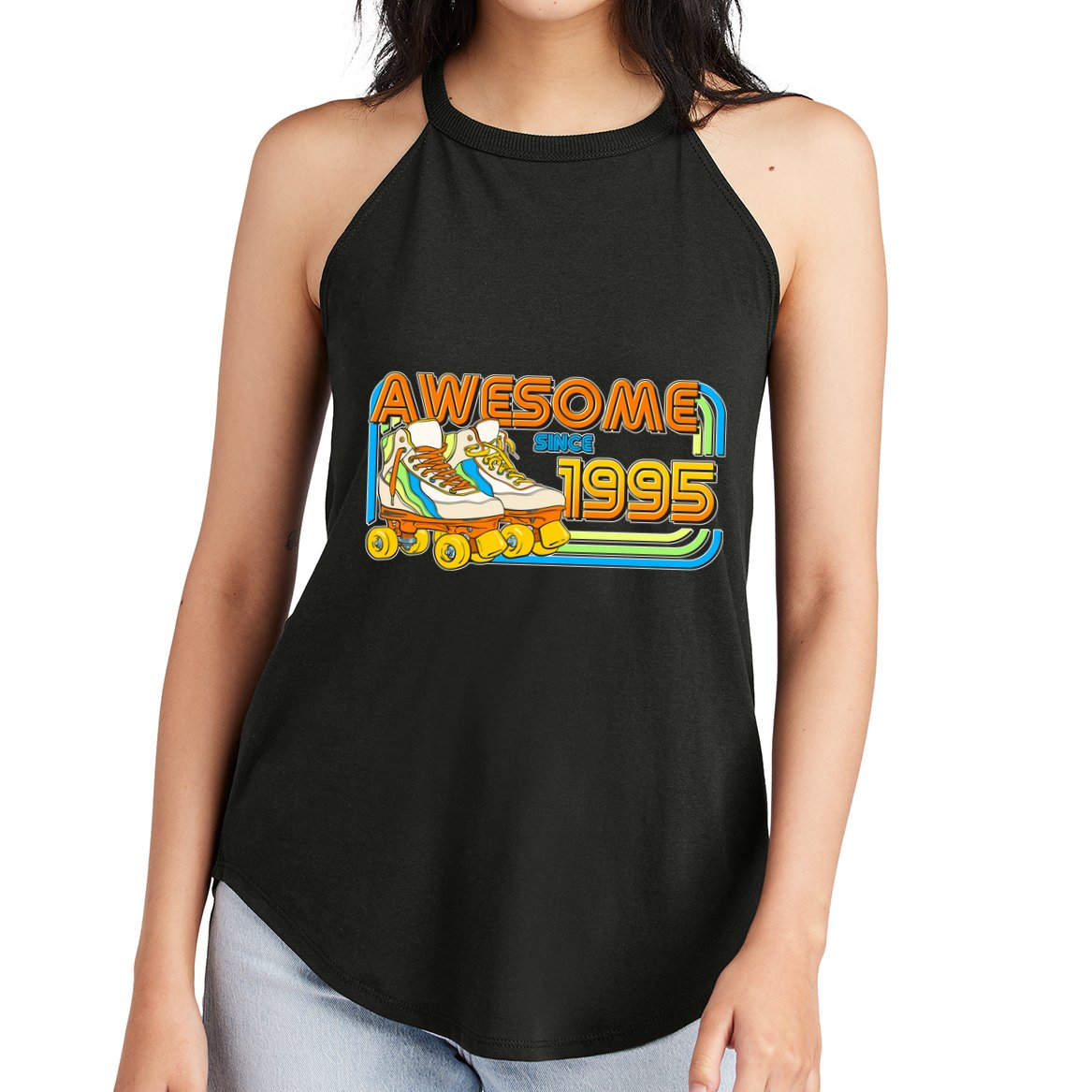 Retro Roller Skates Awesome Since 1995 30th Birthday Women's Perfect Tri Rocker Tank