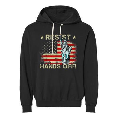 Resist Resistance Statue Of Liberty Hands Off Protest Retro Garment-Dyed Fleece Hoodie
