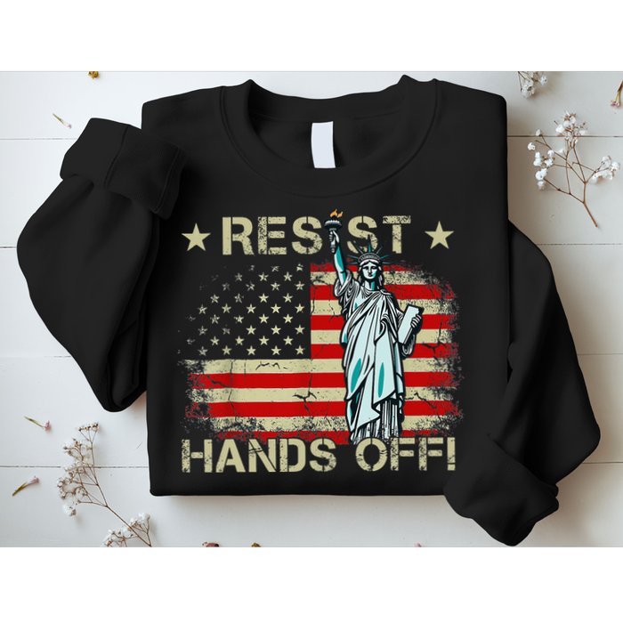Resist Resistance Statue Of Liberty Hands Off Protest Retro Sweatshirt