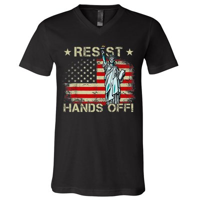 Resist Resistance Statue Of Liberty Hands Off Protest Retro V-Neck T-Shirt