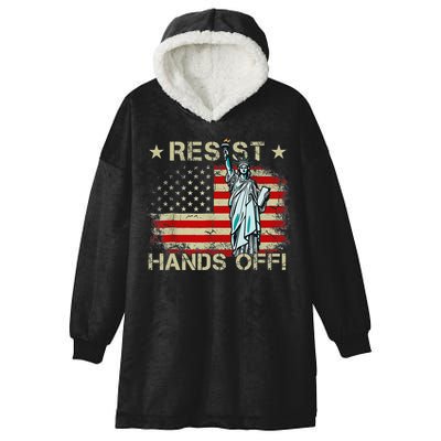Resist Resistance Statue Of Liberty Hands Off Protest Retro Hooded Wearable Blanket