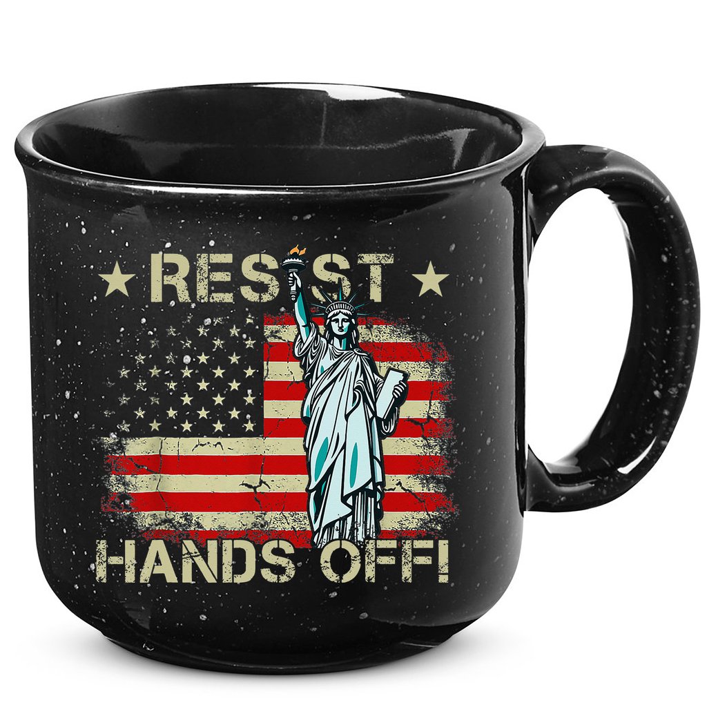 Resist Resistance Statue Of Liberty Hands Off Protest Retro 15oz Campfire Ceramic Mug