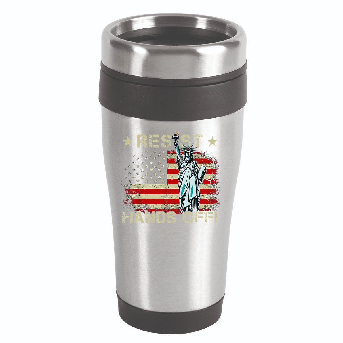 Resist Resistance Statue Of Liberty Hands Off Protest Retro 16oz Travel Tumbler