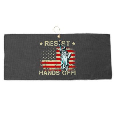 Resist Resistance Statue Of Liberty Hands Off Protest Retro Large Microfiber Waffle Golf Towel
