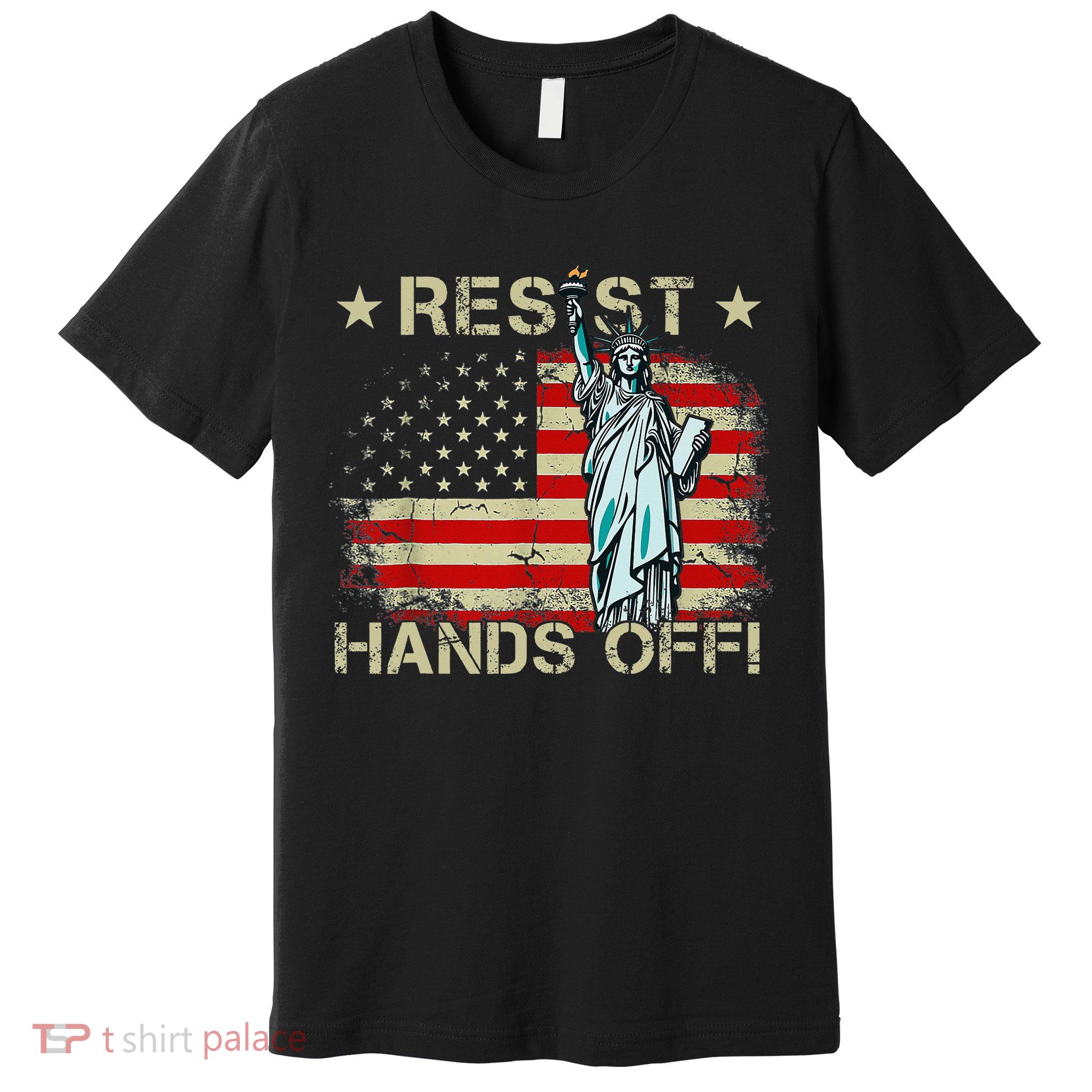 Resist Resistance Statue Of Liberty Hands Off Protest Retro Premium T-Shirt
