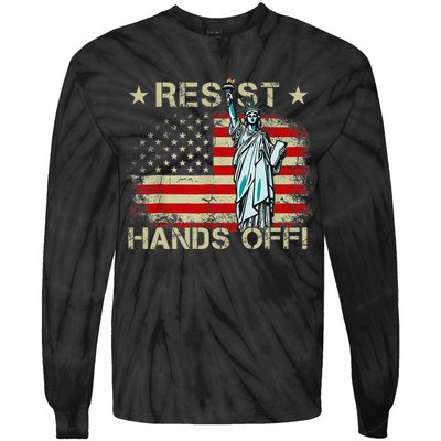 Resist Resistance Statue Of Liberty Hands Off Protest Retro Tie-Dye Long Sleeve Shirt