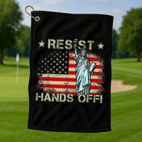 Resist Resistance Statue Of Liberty Hands Off Protest Retro Golf Towel