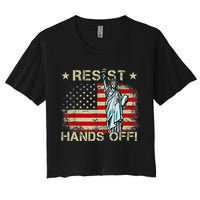 Resist Resistance Statue Of Liberty Hands Off Protest Retro Women's Crop Top Tee