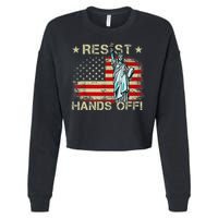 Resist Resistance Statue Of Liberty Hands Off Protest Retro Cropped Pullover Crew