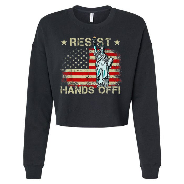 Resist Resistance Statue Of Liberty Hands Off Protest Retro Cropped Pullover Crew